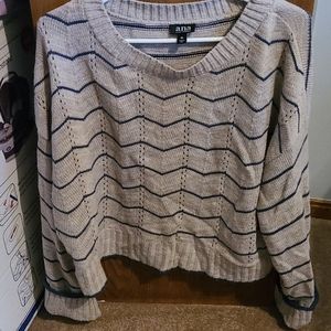 Gray & Blue Chevron Sweater